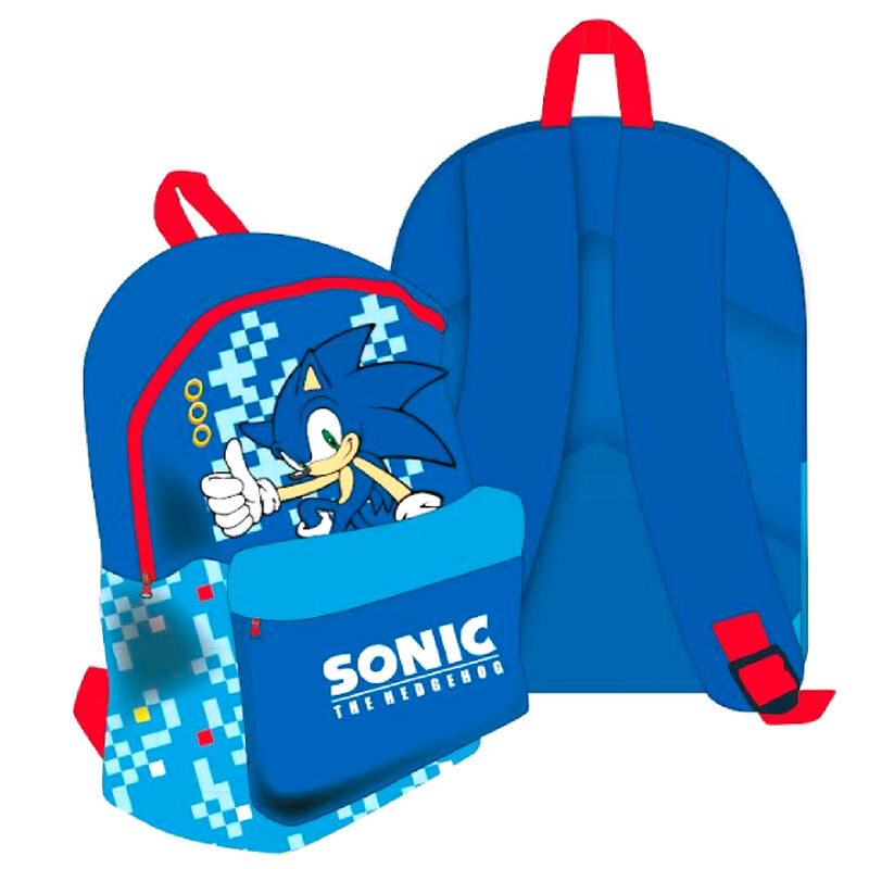 Mochila azul y roja de Sonic the Hedgehog con bolsillo frontal - 2