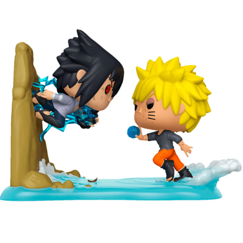 Figura Funko POP! de Naruto y Sasuke en escena de enfrentamiento
