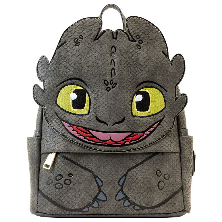 Mochila Loungefly de Desdentao gris con ojos amarillos