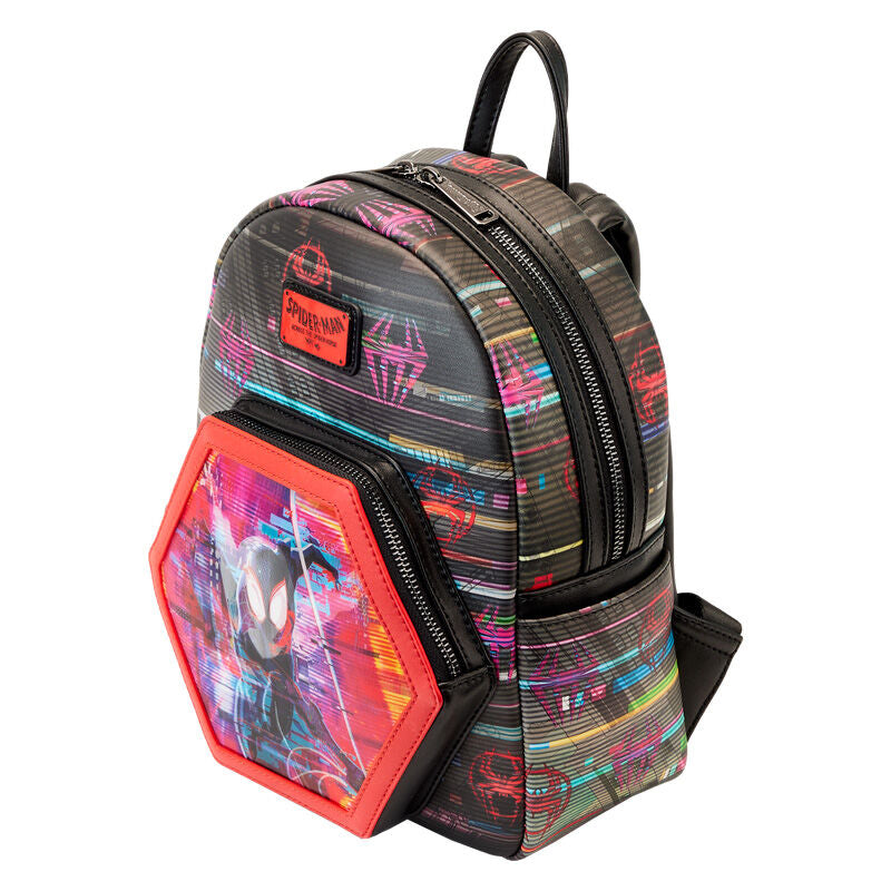 Mochila Loungefly de Spider-Man con aplique lenticular hexagonal - 4