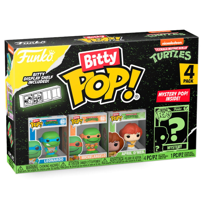 Pack Funko Bitty Pop! de Tortugas Ninja con Leonardo, Michelangelo, April O’Neil y figura misteriosa