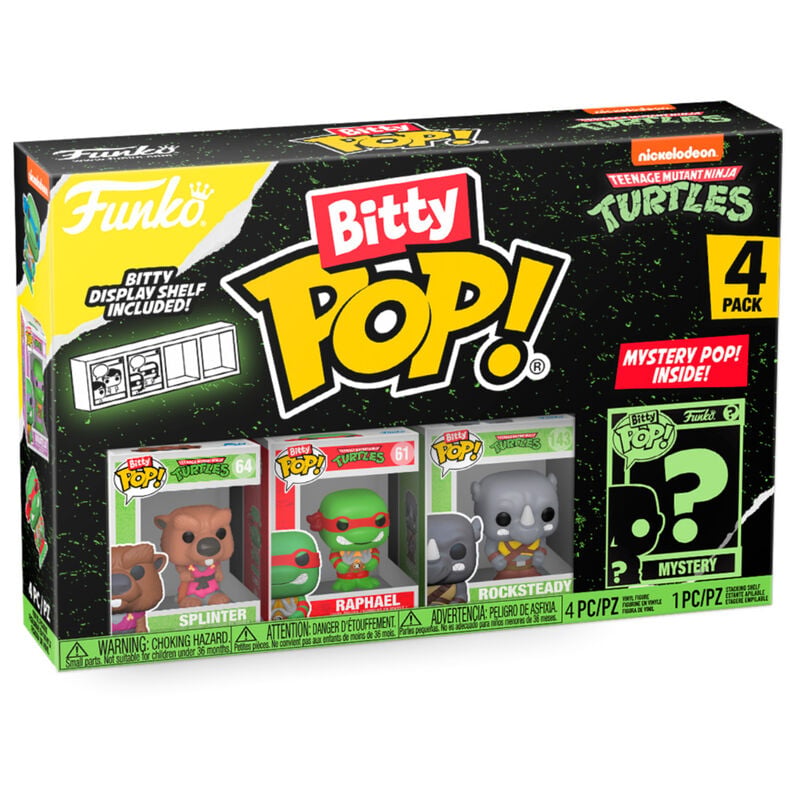 Blíster Funko Bitty Pop! de Tortugas Ninja con cuatro figuras