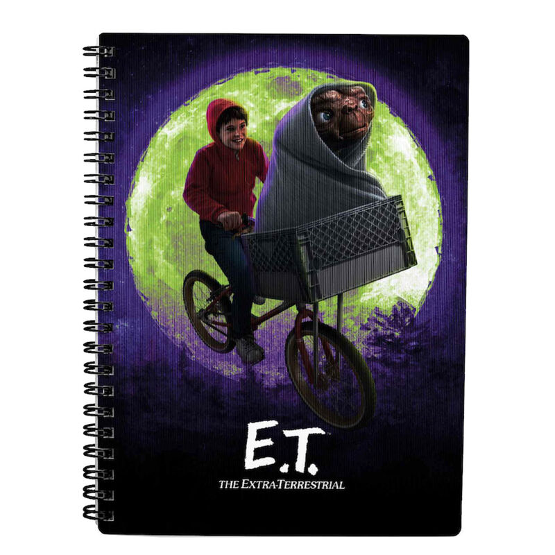 Cuaderno 3D de E.T. y Elliot en bicicleta con encuadernación de espiral