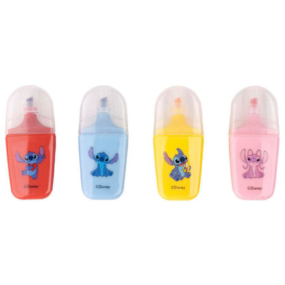 Set de 4 subrayadores Stitch Disney en coral, azul, amarillo y rosa - 2