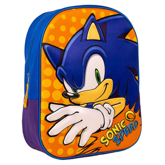 Mochila 3D de Sonic The Hedgehog en azul y naranja