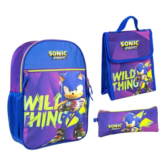 Set escolar Sonic Prime con mochila, portatodo y portamerienda