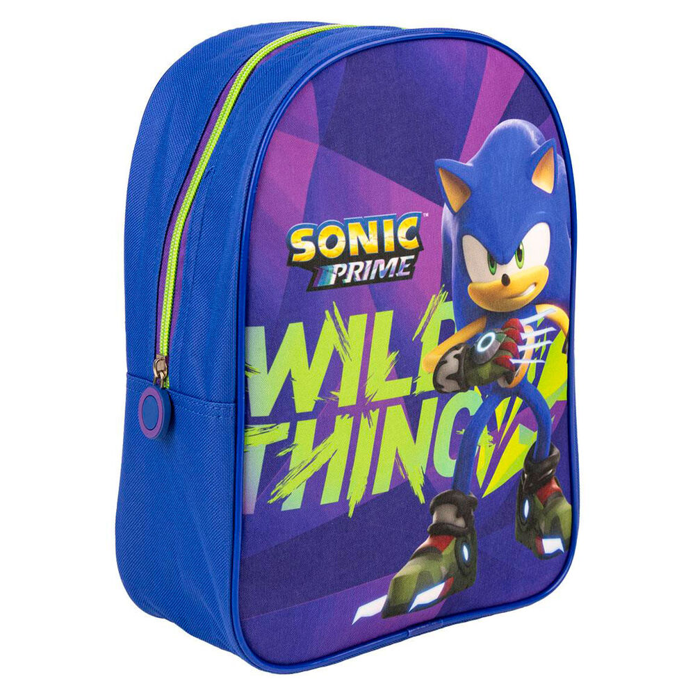 Mochila azul Sonic Prime de 29 cm con estampado frontal