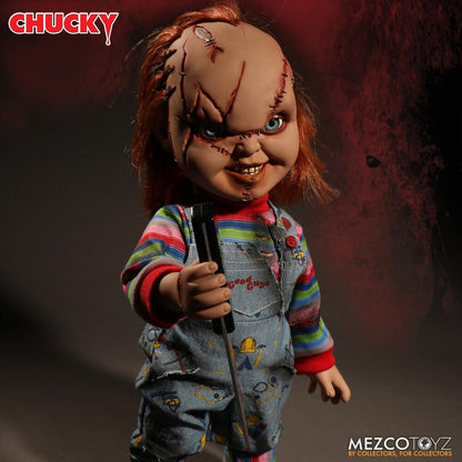 Figura parlante de Chucky de 38 cm con ropa de tela y cuchillo - 9