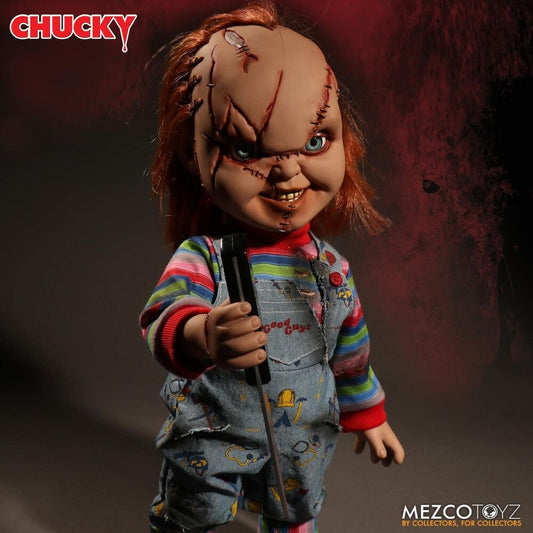Figura parlante de Chucky de 38 cm con ropa de tela y cuchillo - 9