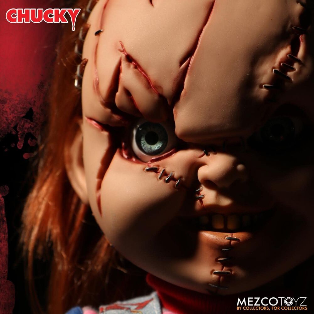Figura parlante de Chucky de 38 cm con ropa de tela y cuchillo - 10