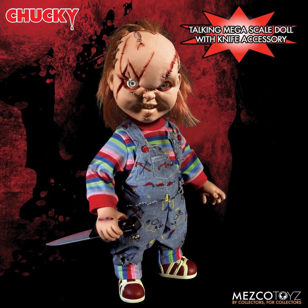 Figura parlante de Chucky de 38 cm con ropa de tela y cuchillo - 11