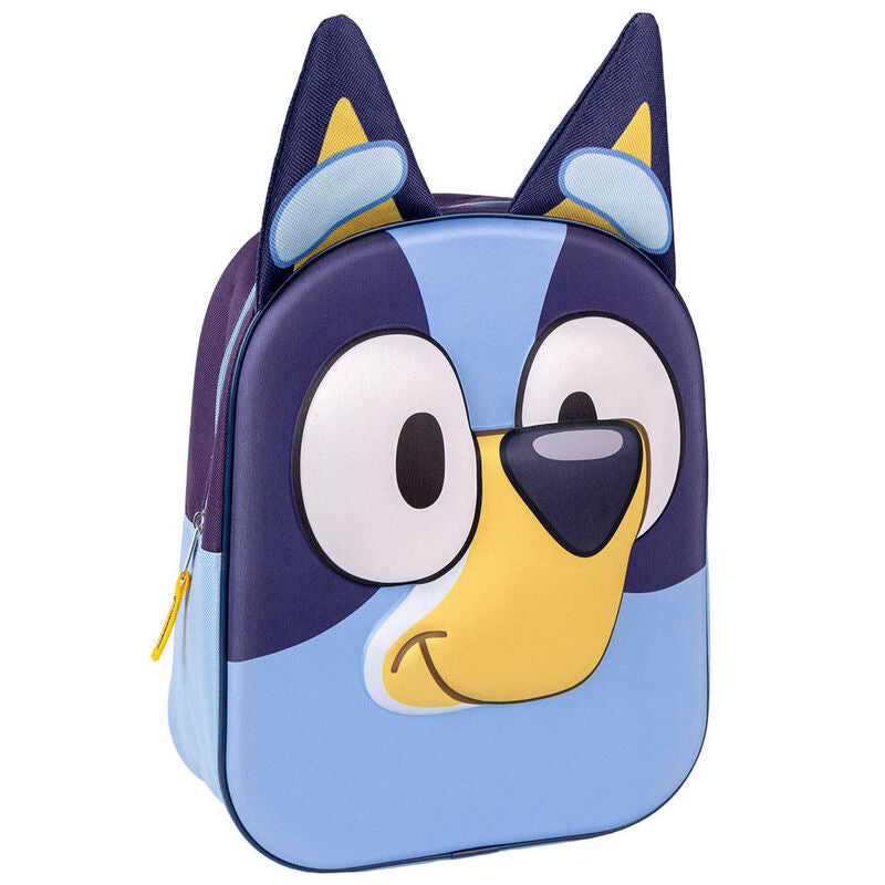 Mochila 3D de Bluey azul con rostro y orejas en relieve