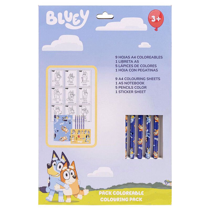 Set de papelería coloreable Bluey con libreta, lápices y láminas - 2