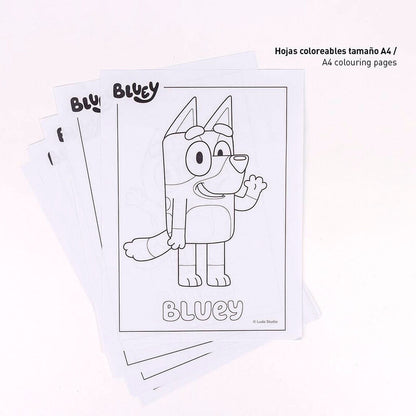 Set de papelería coloreable Bluey con libreta, lápices y láminas - 3