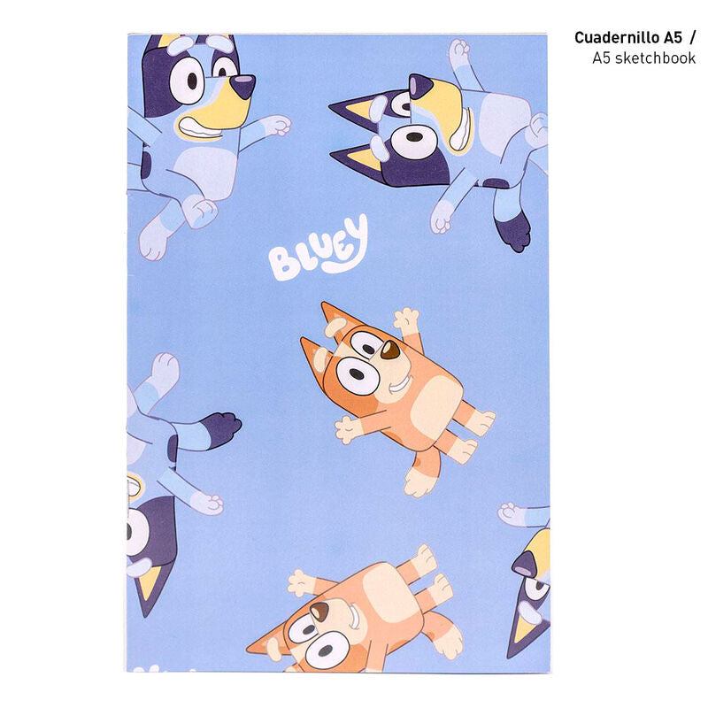 Set de papelería coloreable Bluey con libreta, lápices y láminas - 4