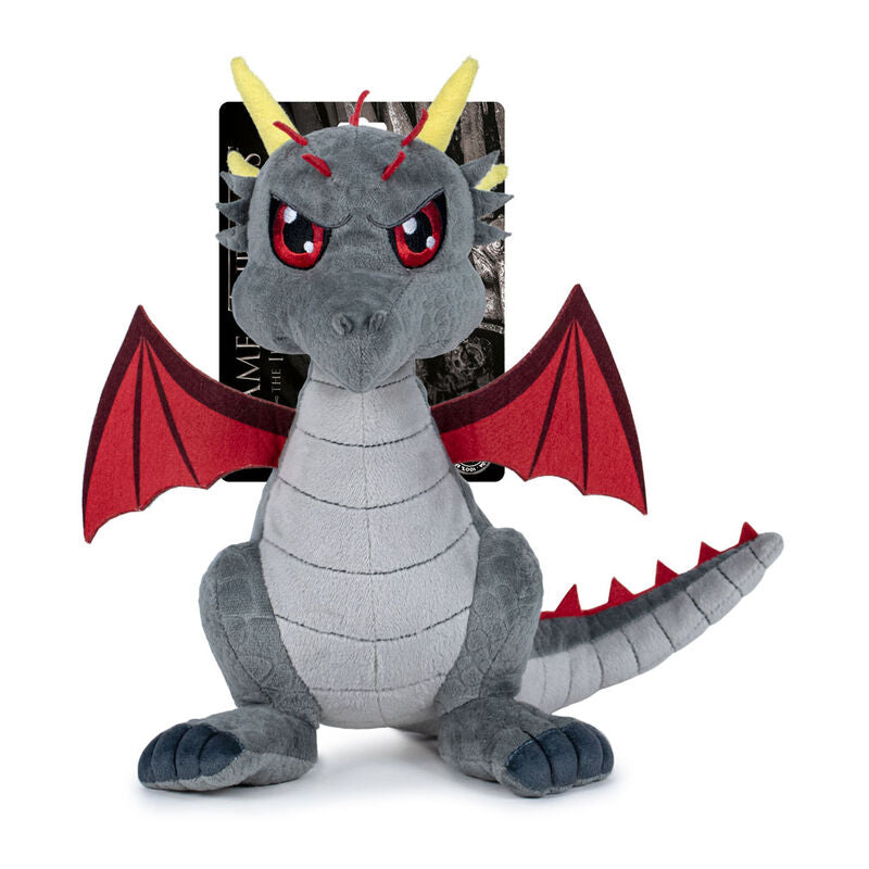 Peluche de dragón gris de Juego de Tronos con alas rojas