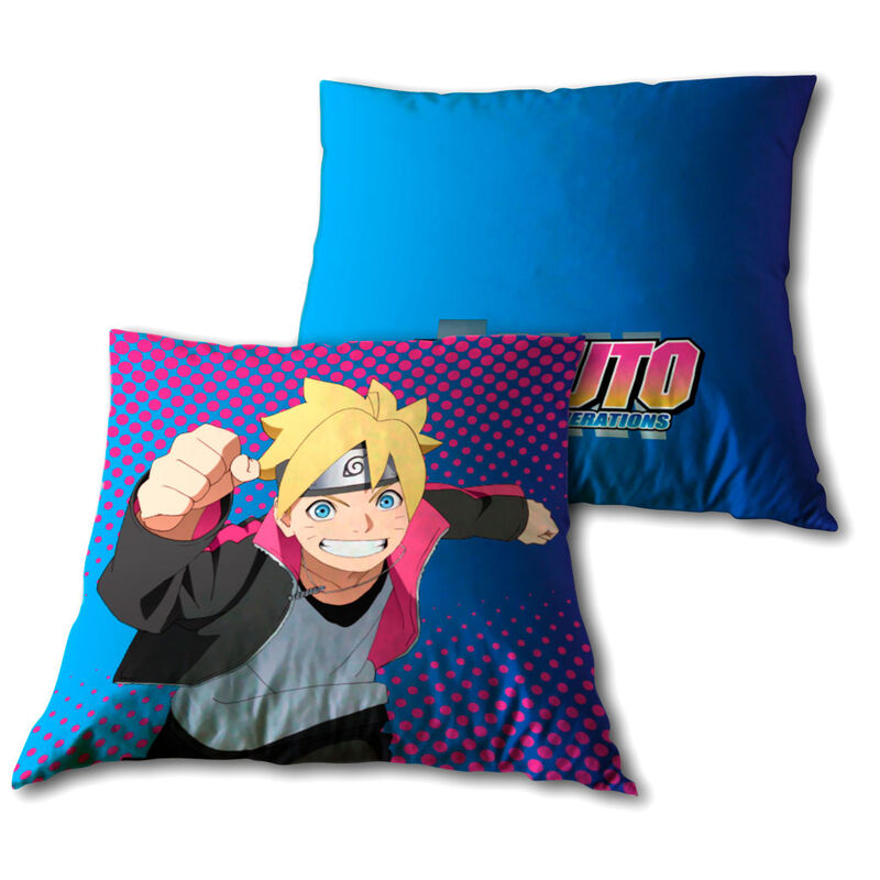 Cojín Boruto de microfibra con personaje y fondo azul