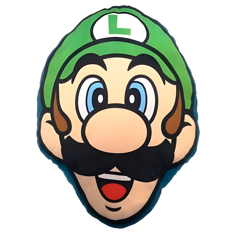 Cojín 3D con el rostro de Luigi de Super Mario Bros