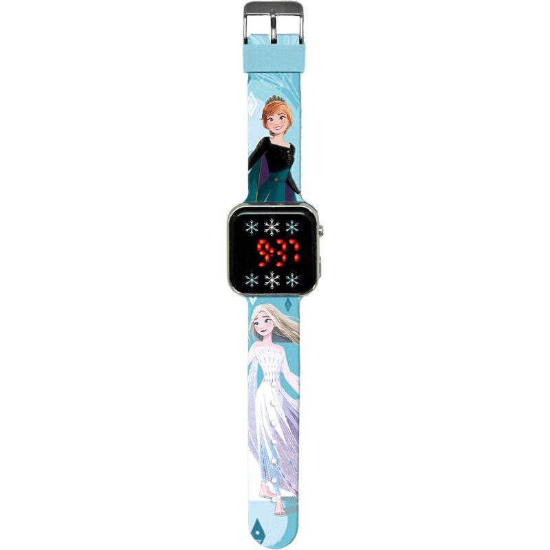 Reloj LED Frozen II Disney con correa azul de Anna y Elsa