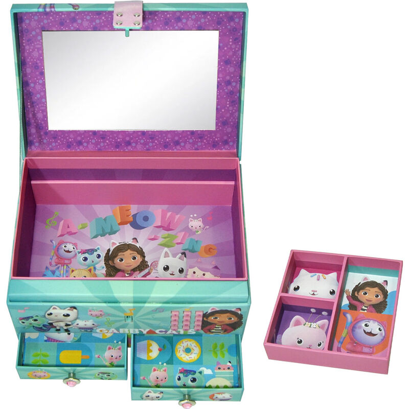 Joyero turquesa de Gabby’s Dollhouse con dos cajones y personajes - 2