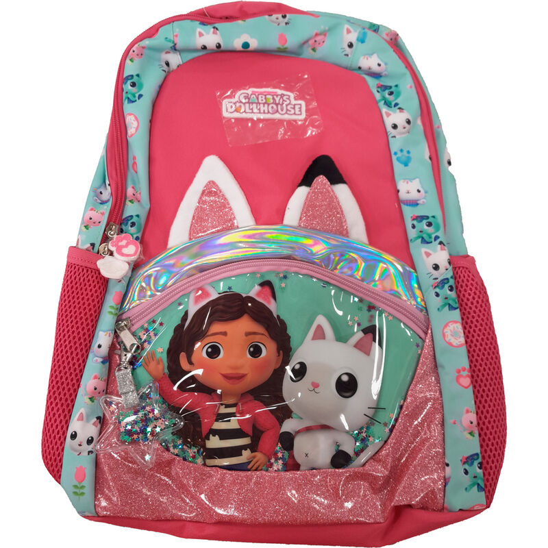 Mochila Gabbys Dollhouse rosa y turquesa con Gabby y su gato