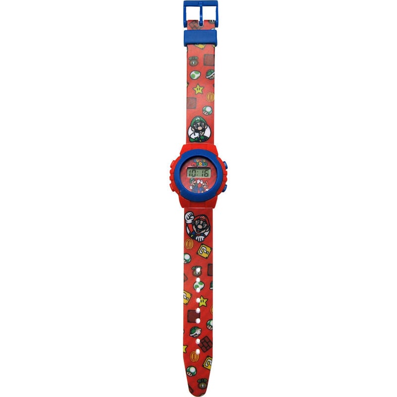 Reloj digital Nintendo Super Mario Bros con correa roja y esfera azul - 2