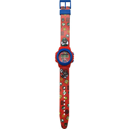 Reloj digital Nintendo Super Mario Bros con correa roja y esfera azul - 2