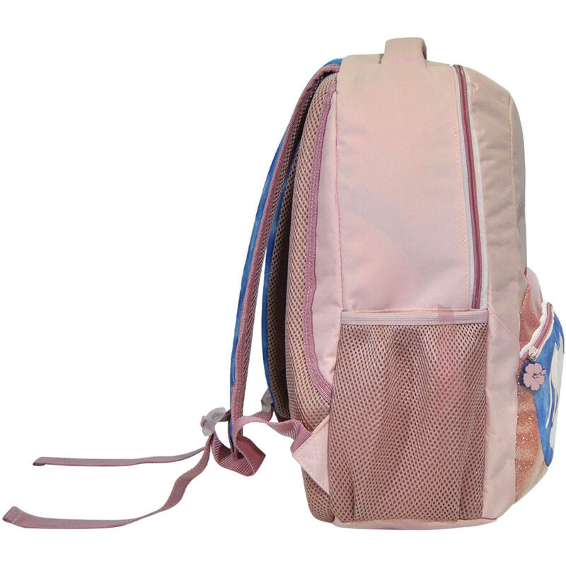 Mochila rosa Disney Stitch y Angel con bolsillo frontal brillante - 4