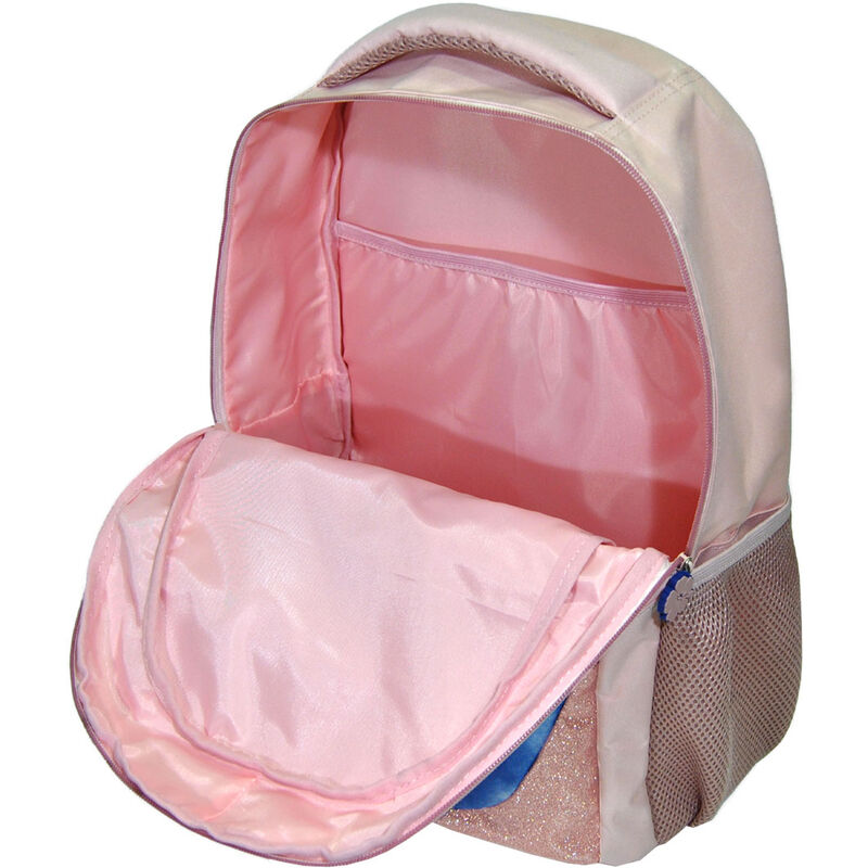 Mochila rosa Disney Stitch y Angel con bolsillo frontal brillante - 2