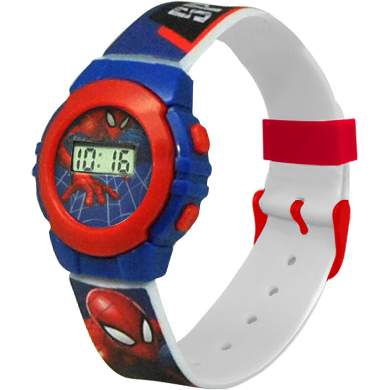 Reloj digital Spider-Man Marvel con correa blanca