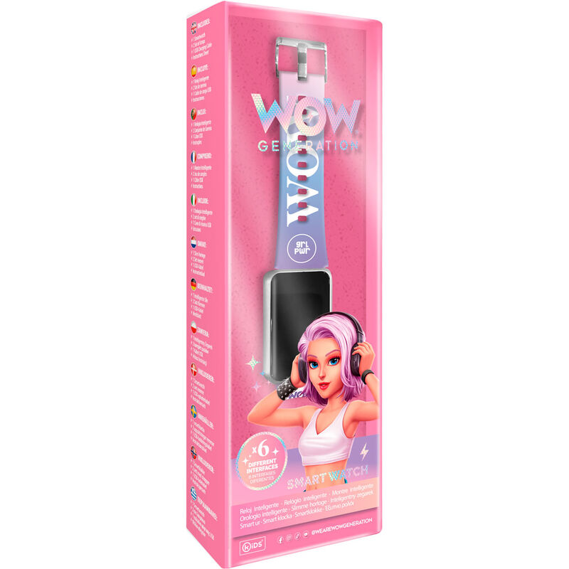 Reloj inteligente Wow Generation con correa degradada rosa, lila y azul - 2