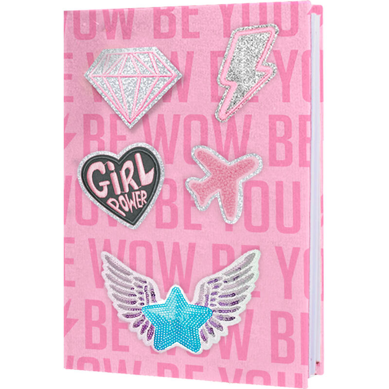 Libreta rosa Wow Generation con parches intercambiables
