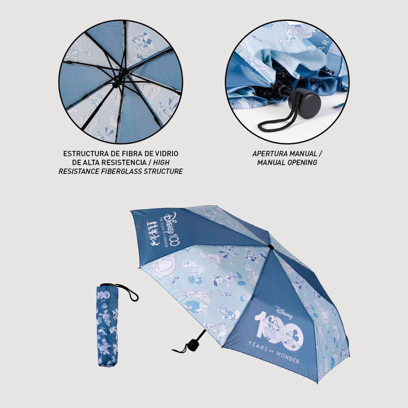 Paraguas manual plegable Disney azul con estampado de personajes - 4