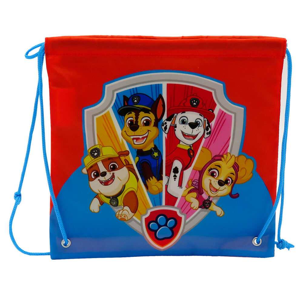 Saco rojo y azul de Paw Patrol con Chase, Marshall, Rubble y Skye