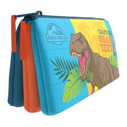 Portatodo triple Jurassic World azul y amarillo con dinosaurio - 2