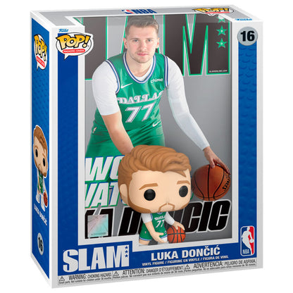 Figura FUNKO POP Cover Slam de Luka Doncic con uniforme de Dallas y balón de baloncesto