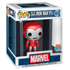 Figura Funko POP Deluxe Iron Man Model 8 roja y plateada en su caja