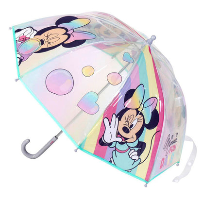 Paraguas burbuja transparente de Minnie Disney con estampado colorido