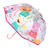 Paraguas burbuja transparente de Peppa Pig con mango rosa