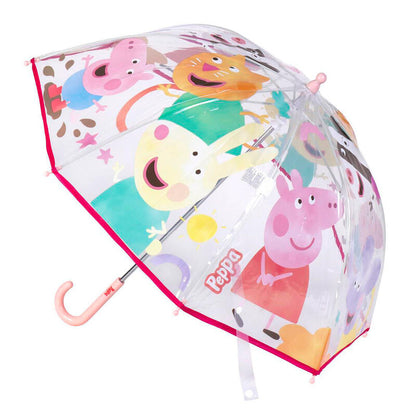 Paraguas burbuja transparente de Peppa Pig con mango rosa