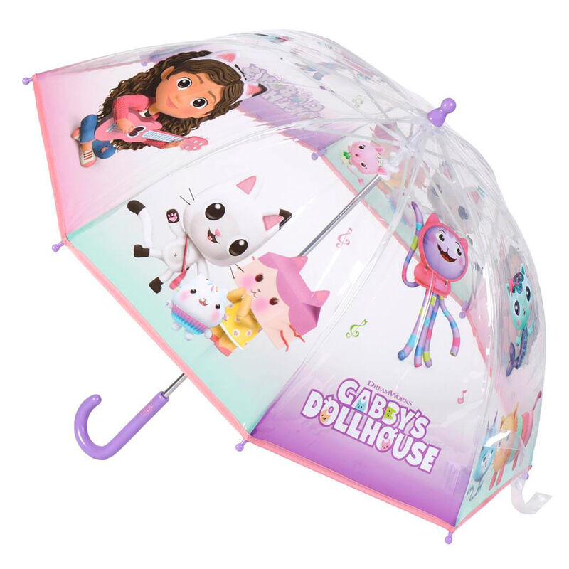 Paraguas burbuja transparente de Gabby's Dollhouse con estampado de personajes