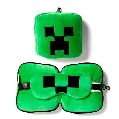 Almohada de viaje verde Creeper Minecraft con antifaz