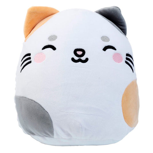 Cojín peluche Gata Lola blanca con detalles naranja y gris