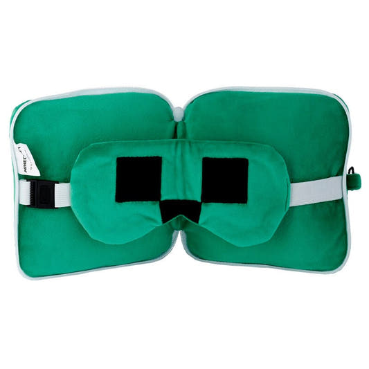 Almohada de viaje verde Creeper Minecraft con antifaz - 2