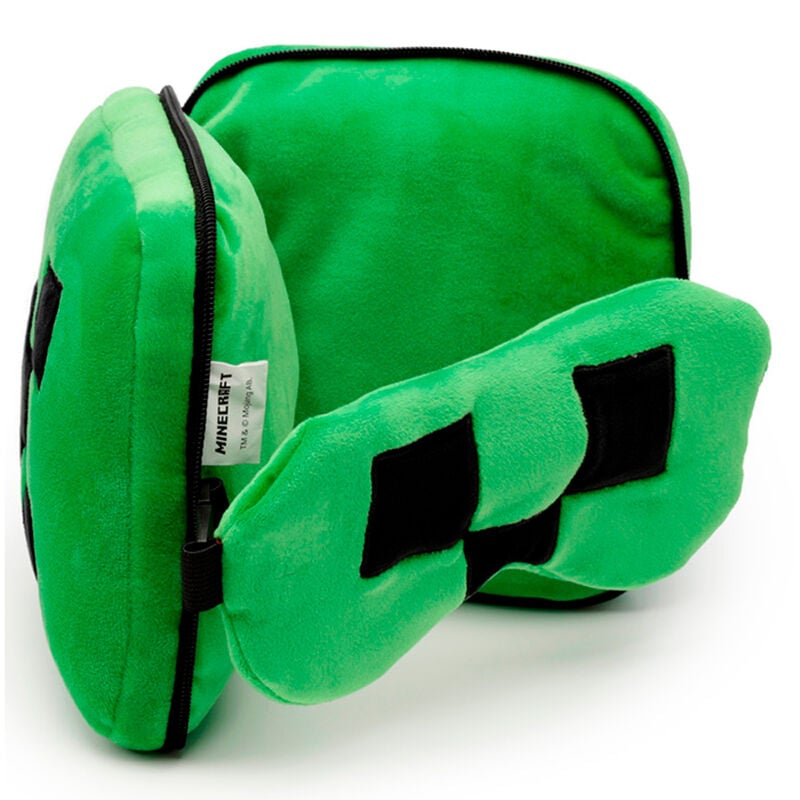 Almohada de viaje verde Creeper Minecraft con antifaz - 3