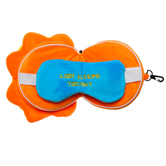Almohada de viaje con forma de león y antifaz azul - 3