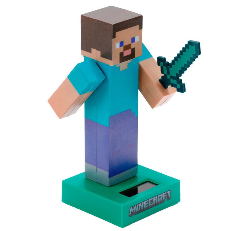 Muñeco solar de Steve de Minecraft con espada sobre base verde - 2
