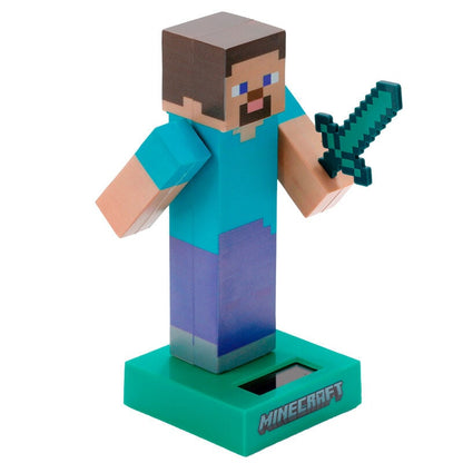 Muñeco solar de Steve de Minecraft con espada sobre base verde - 2