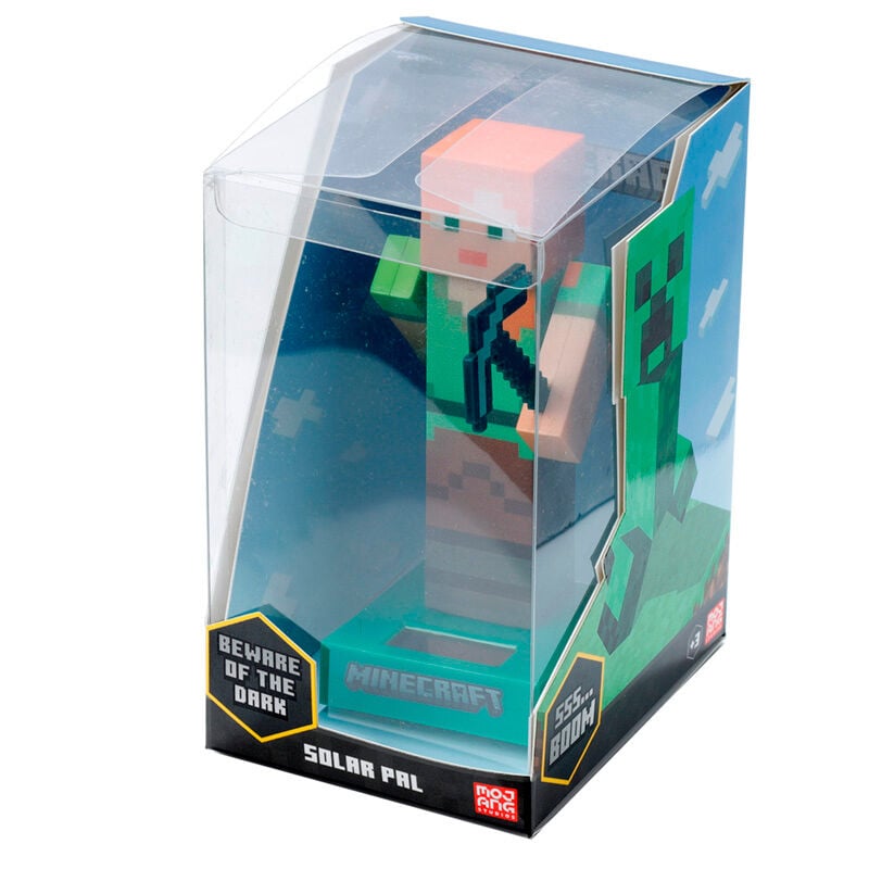 Muñeco solar de Alex de Minecraft con pico sobre base verde - 5