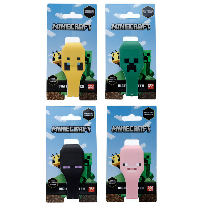 Reloj digital Minecraft con pantalla táctil y diseño pixelado